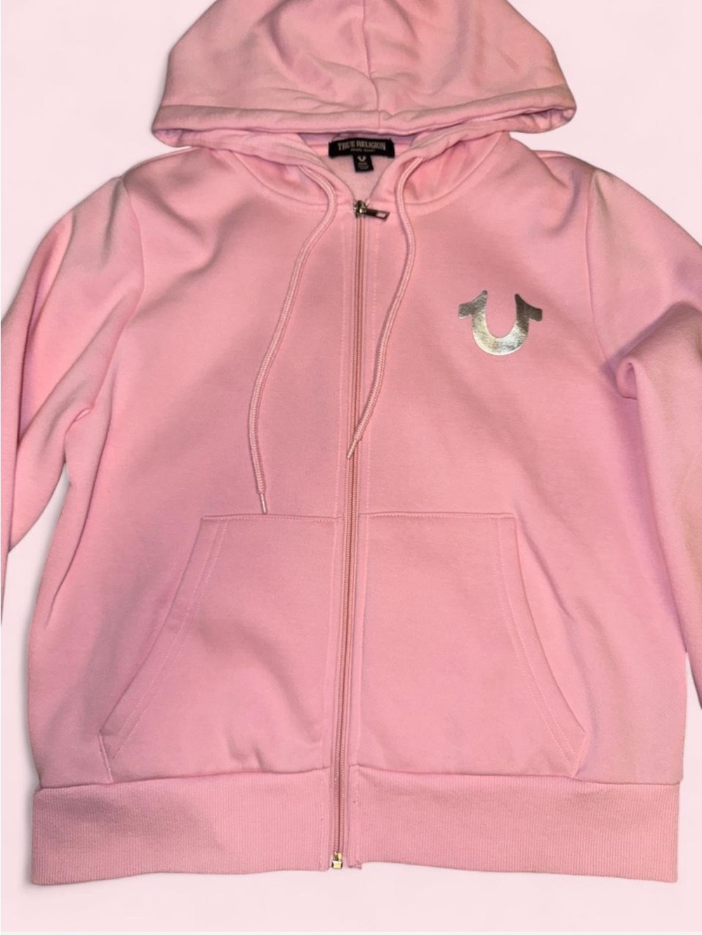 Y2K Women's Pink Zip-Up Hoodie - Picture 3 of 6